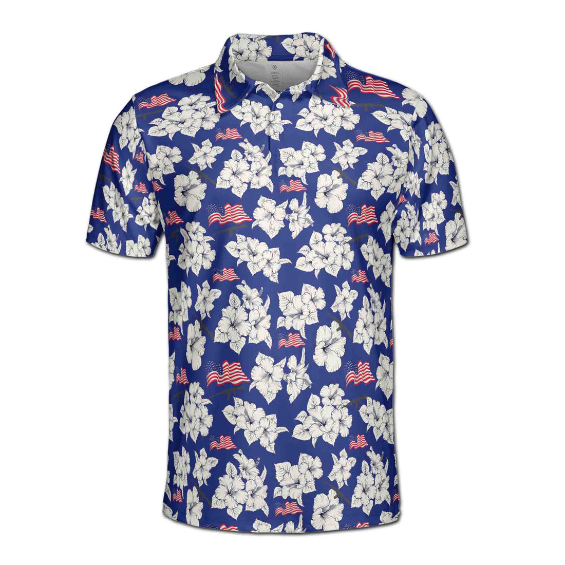 Patriotic America Flag with Floral Golf Men's Polo Shirt S-5XL