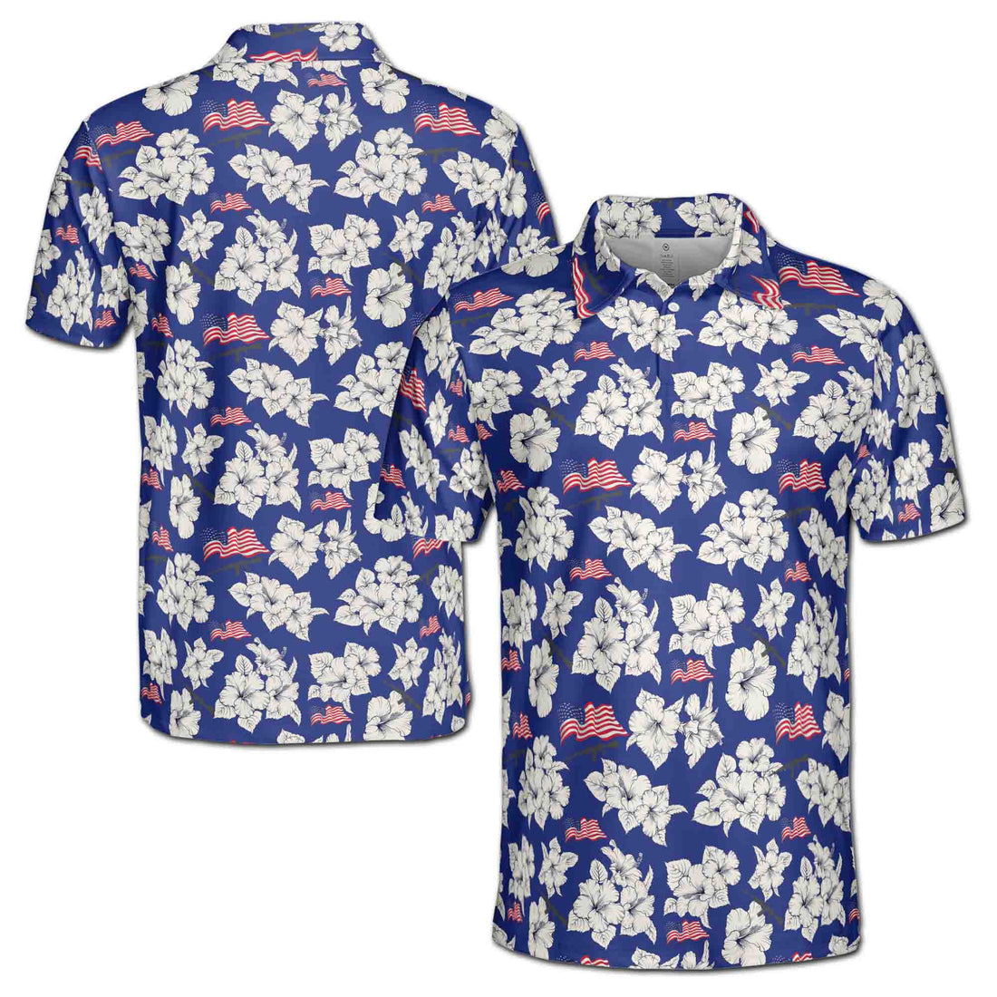 Patriotic America Flag with Floral Golf Men's Polo Shirt S-5XL