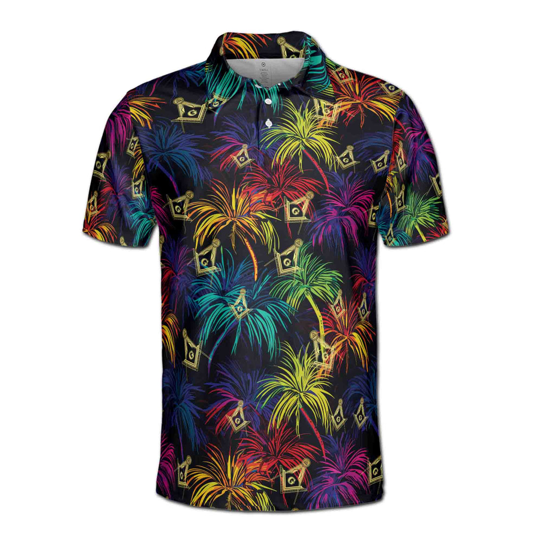 Master Mason Freemasonry Mansonic Neon Palm Tree Men's Polo Shirt S-5XL