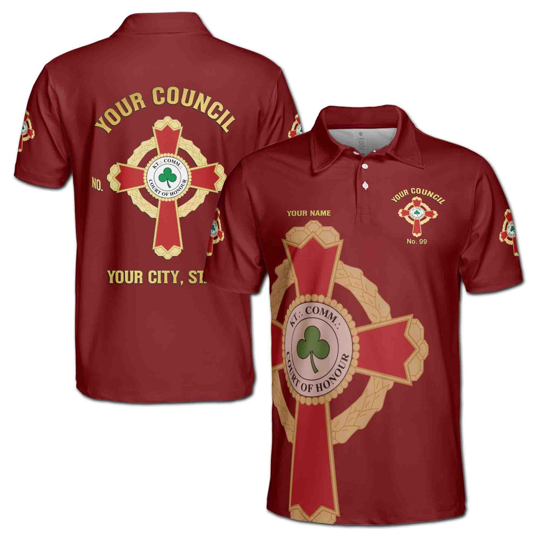 Customize Name Knight Commander Court of Honor Men's Polo Shirt S-5XL