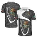 Custom Name Gray Mexico Coat Of Arms Eagle Mexico National Pride Men's Polo Shirt S-5XL