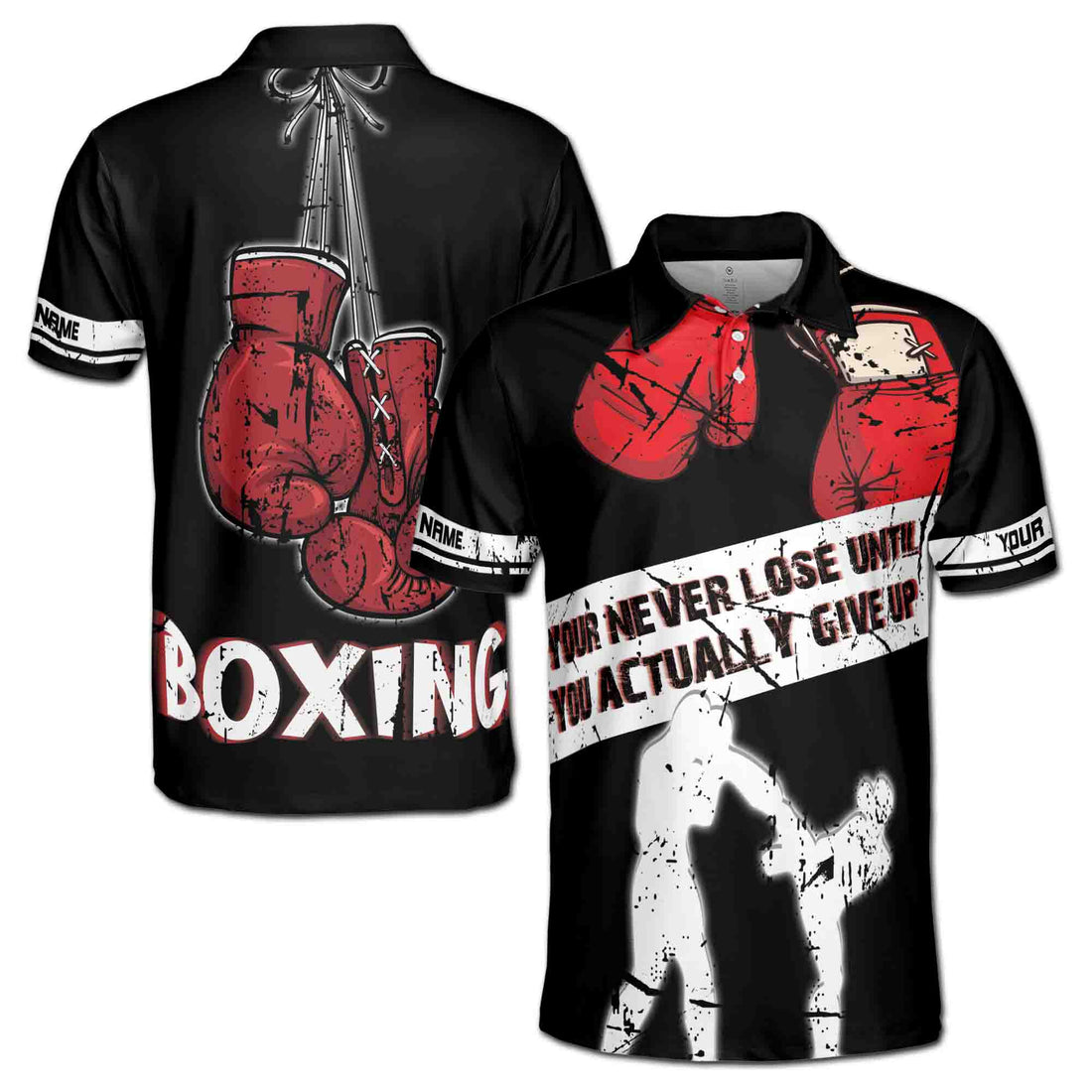 Custom Boxing You Never Lose Until You Actually Give Up Men's Polo Shirt S-5XL