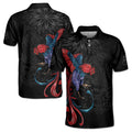 Rooster Graphic Chicken Mexican Aztec Black National Pride Eagle Men's Polo Shirt S-5XL