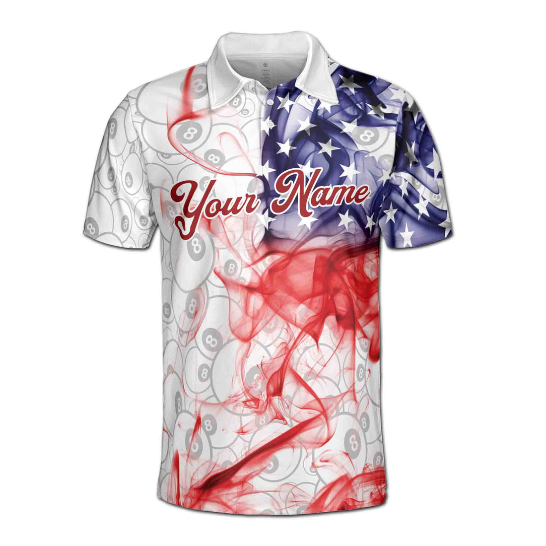 Personalized American Flag Performance 8 Ball Billiard Men's Polo Shirt S-5XL