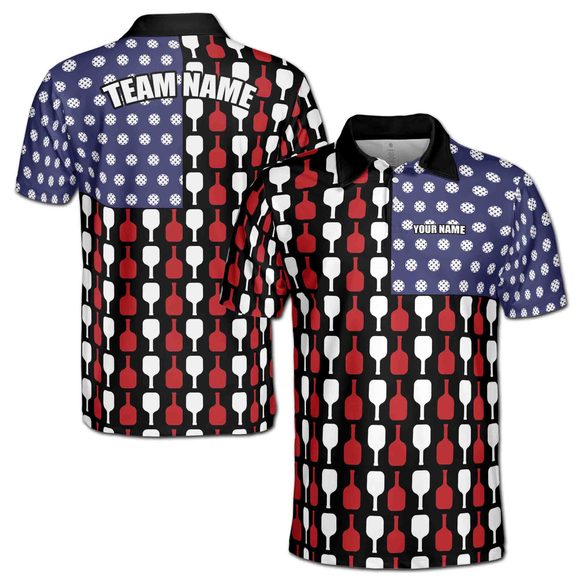 Personalized America Flag Pattern With Pickleball Men's Polo Shirt S-5XL