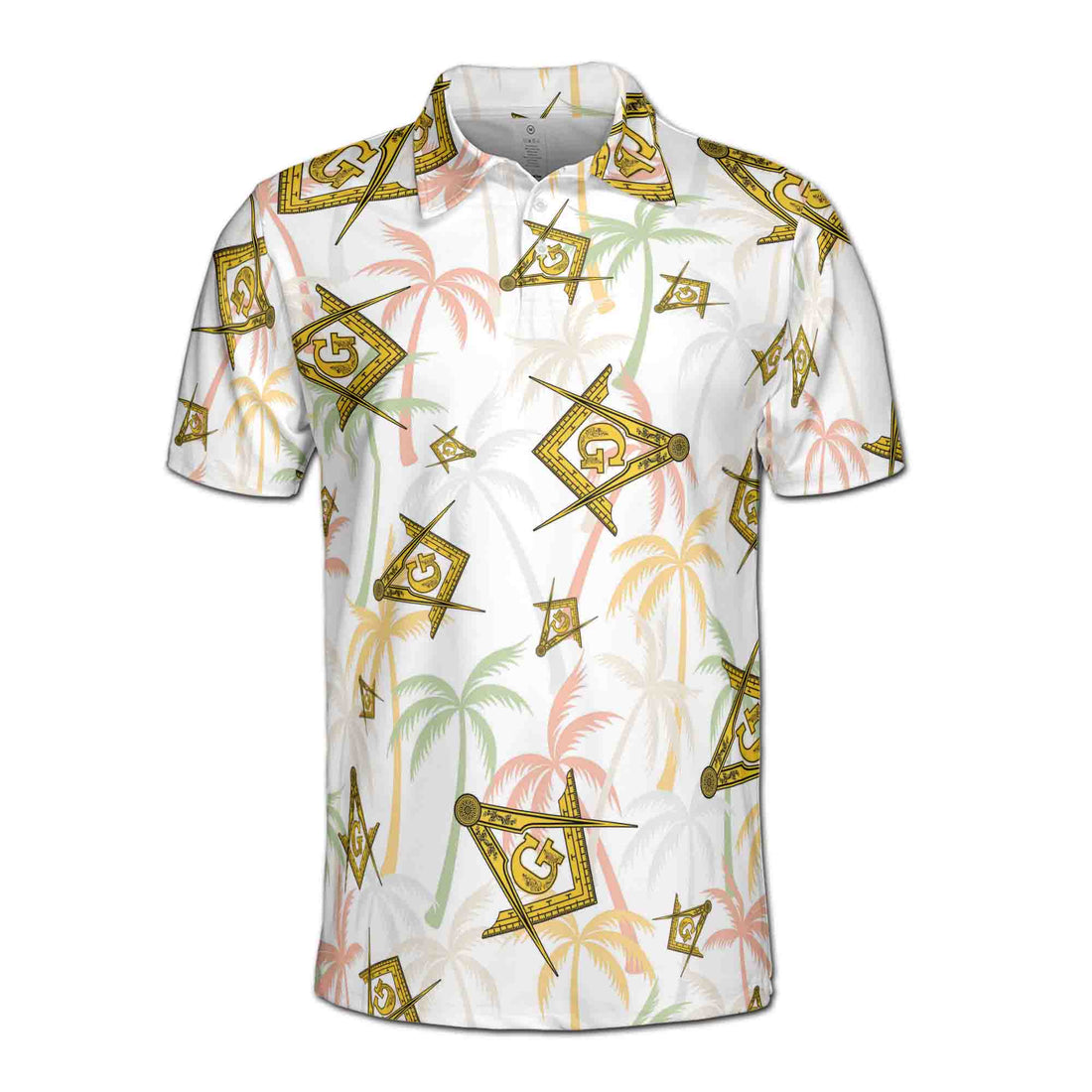 Custom Masonic Master Mason Tropical Summer Pattern Men's Polo Shirt S-5XL