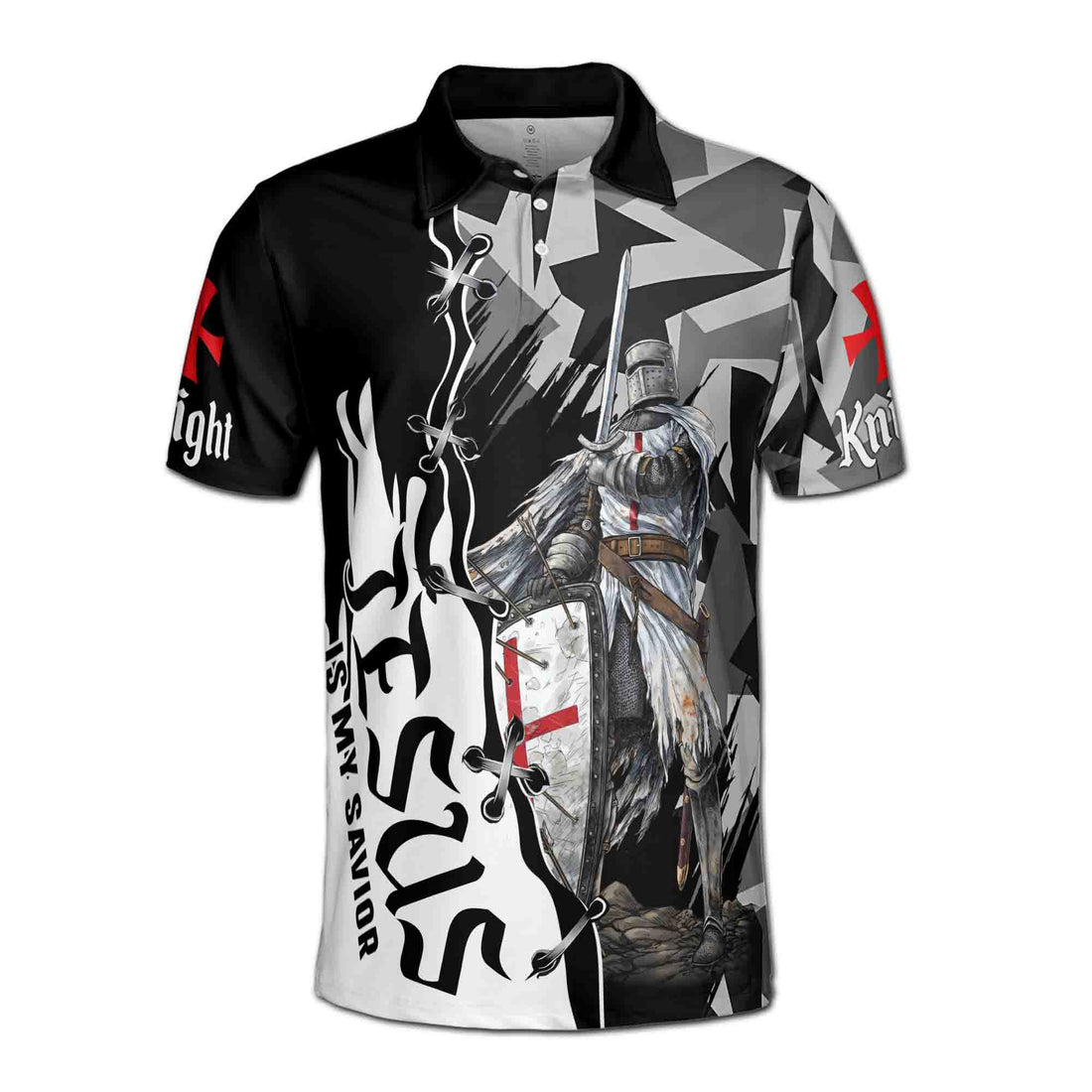 Grunge Knight Temple A Warrior Of Christ Men's Polo Shirt S-5XL