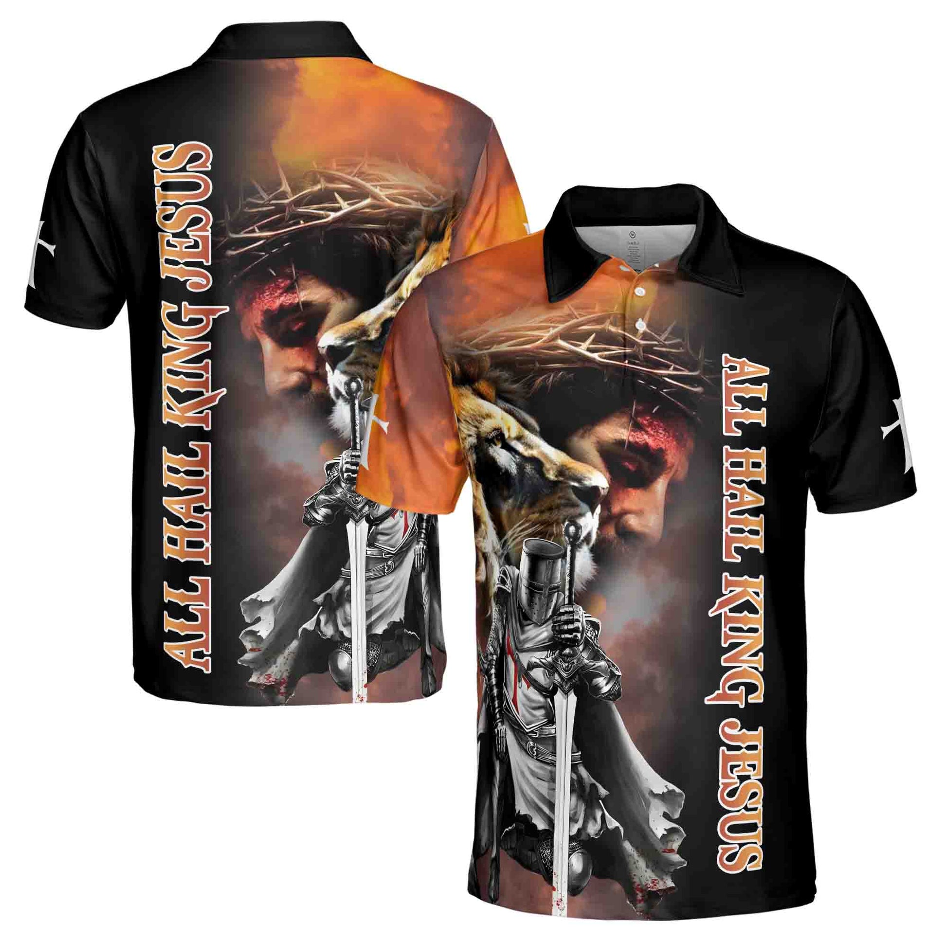 All Hall King Jesus Knee Under God Knight Templar Men's Polo Shirt S-5XL