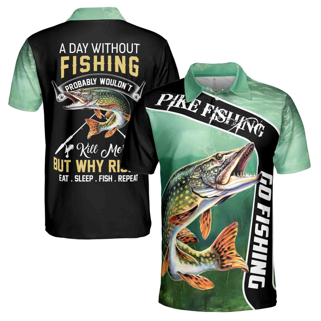 Pike Fishing Go Fishing Men's Polo Shirt S-5XL