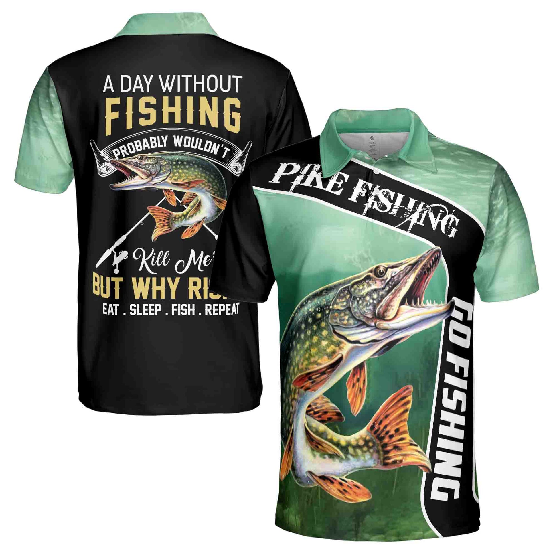 Pike Fishing Go Fishing Men's Polo Shirt S-5XL