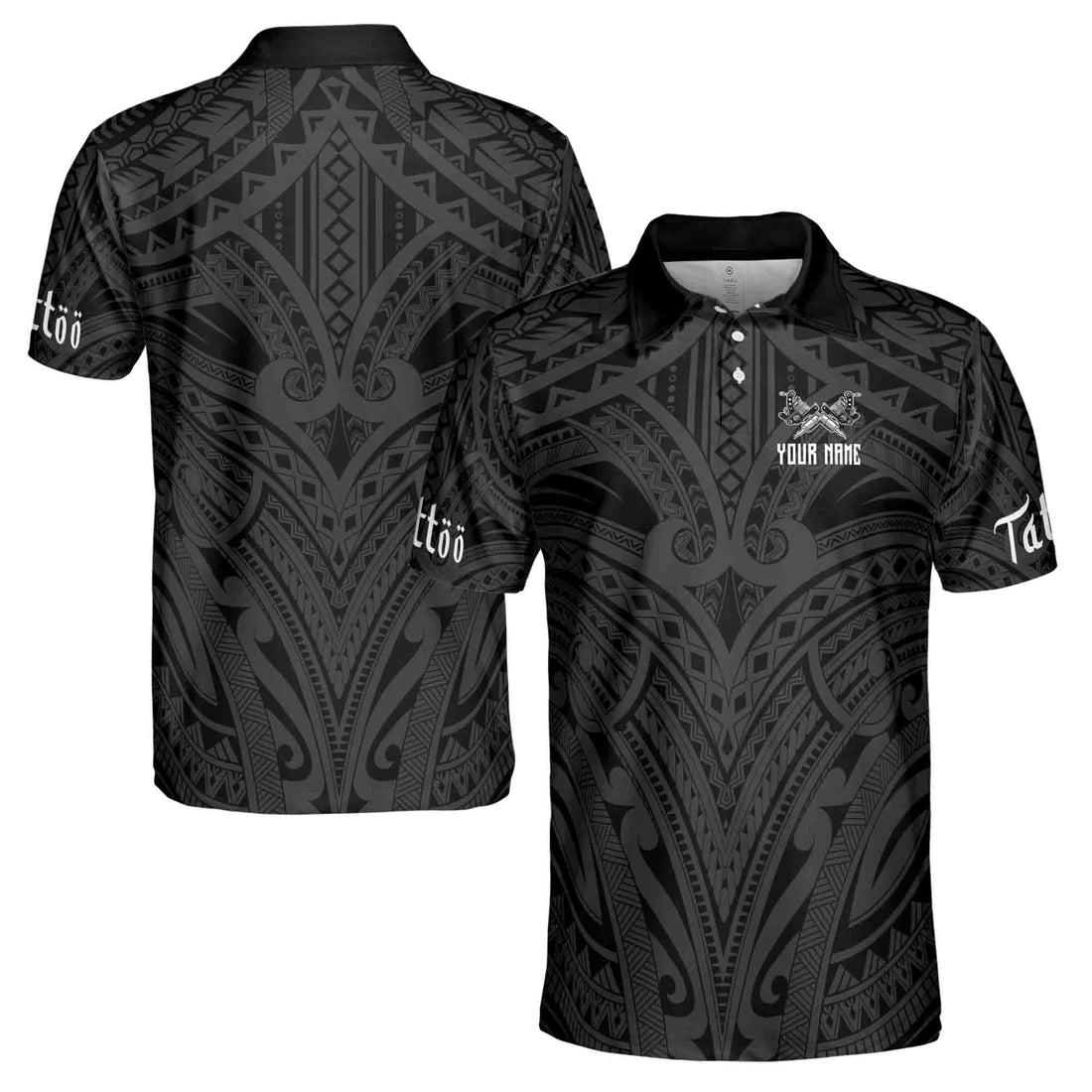 Custom Name Tattoo Artist Tattoo Tribal Pattern Men's Polo Shirt S-5XL