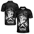 Custom Name Proud To Be A Tattoo Artist Skull Men's Polo Shirt S-5XL