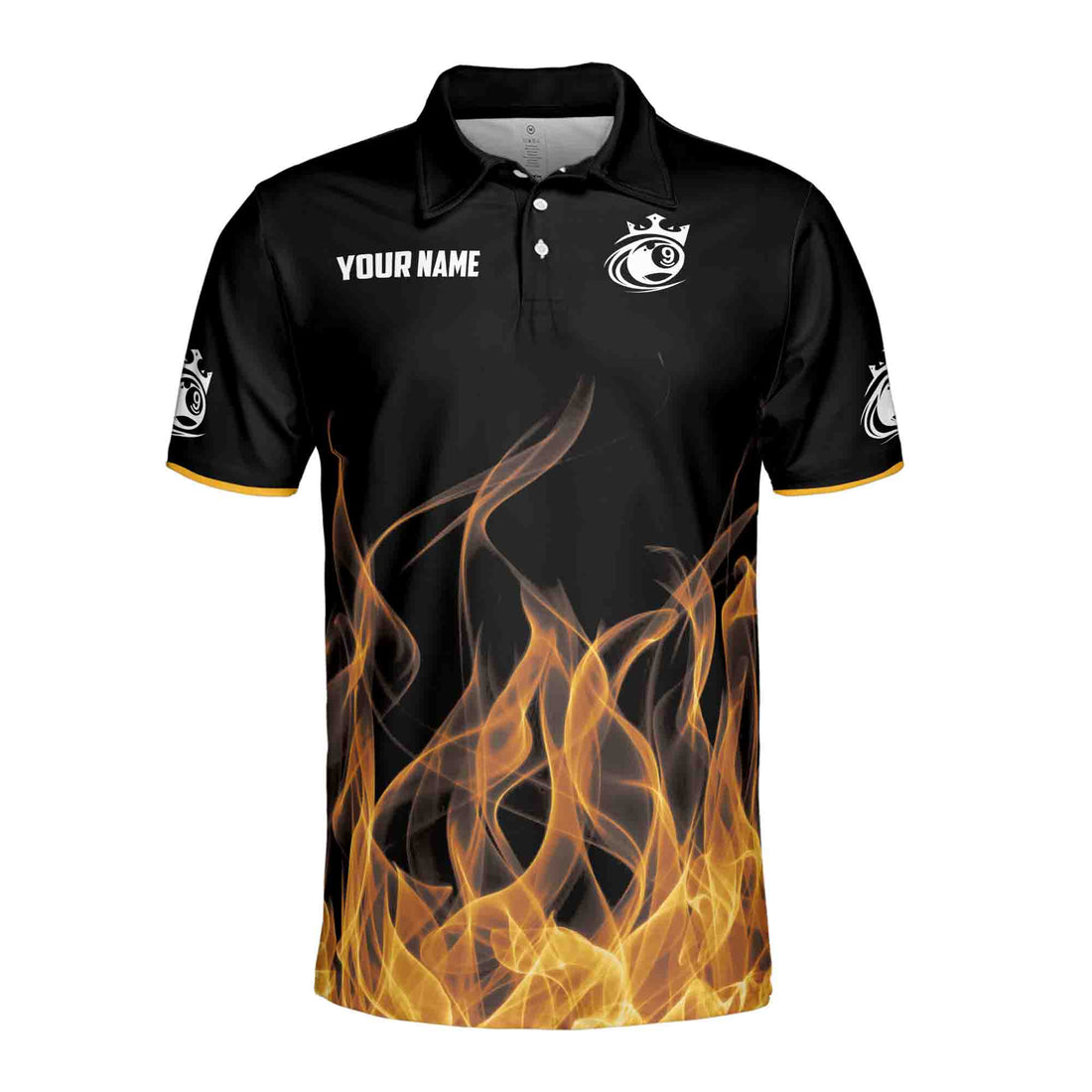 Custom Name Billiard On Flame 9 Balls Men's Polo Shirt S-5XL