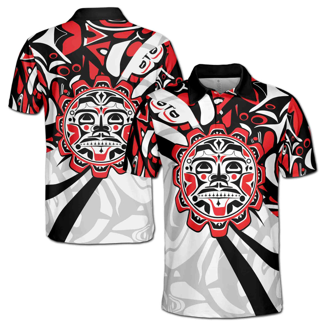 Grunge Haida Art Sun Custom Men's Polo Shirt S-5XL