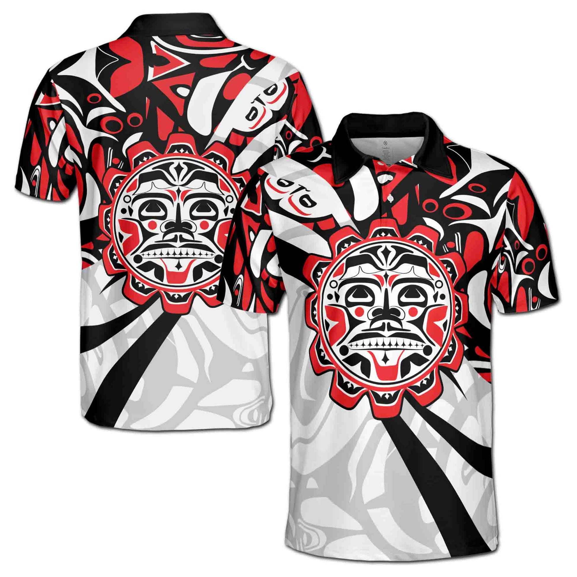 Grunge Haida Art Sun Custom Men's Polo Shirt S-5XL