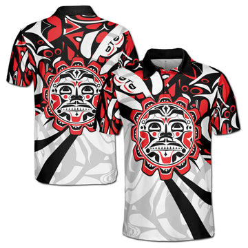 Grunge Haida Art Sun Custom Men's Polo Shirt S-5XL