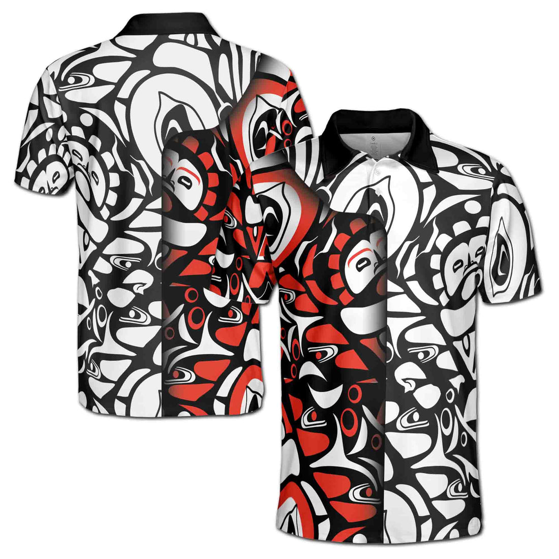 Black And White With Haida Sun Art Men's Polo Shirt S-5XL