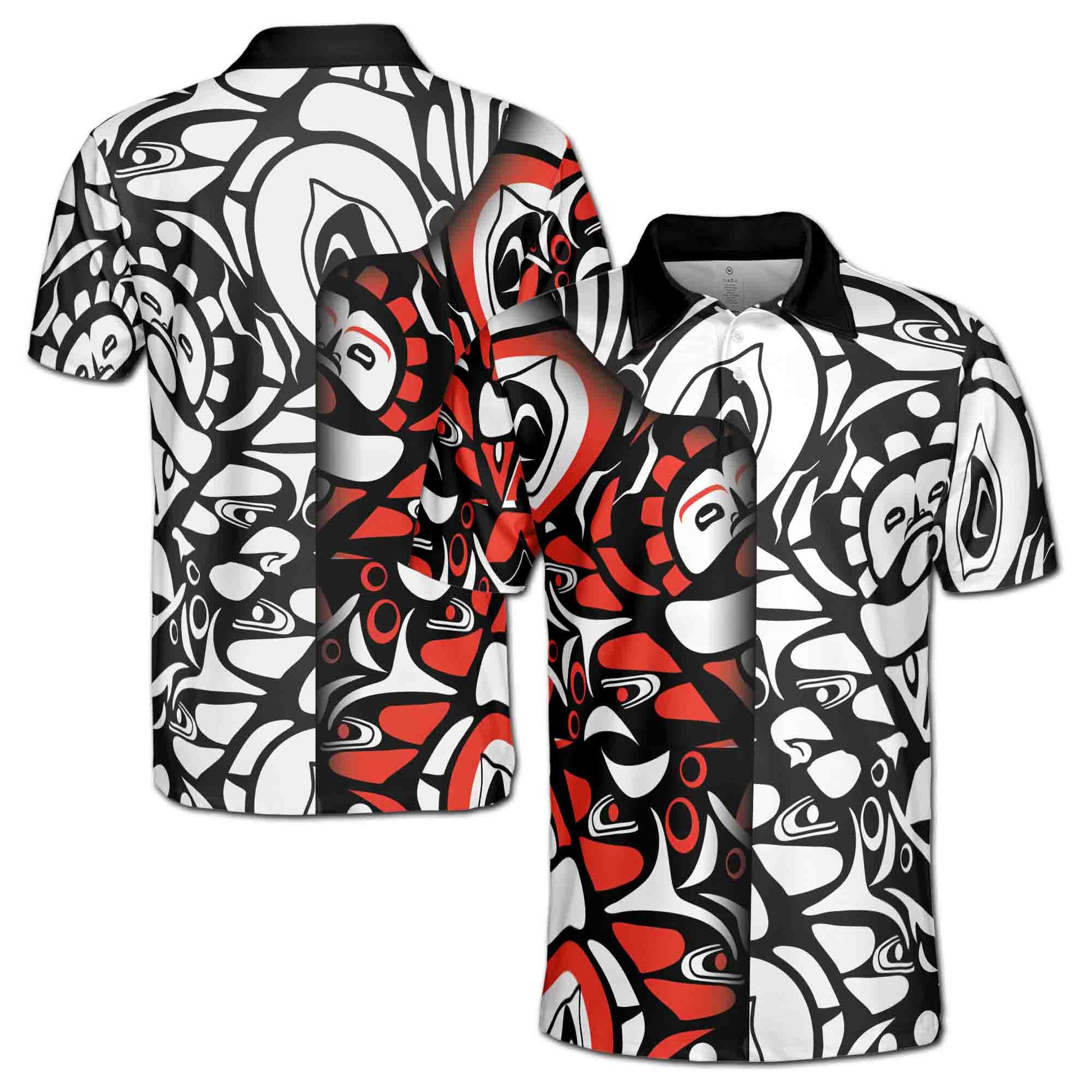 Black And White With Haida Sun Art Men's Polo Shirt S-5XL