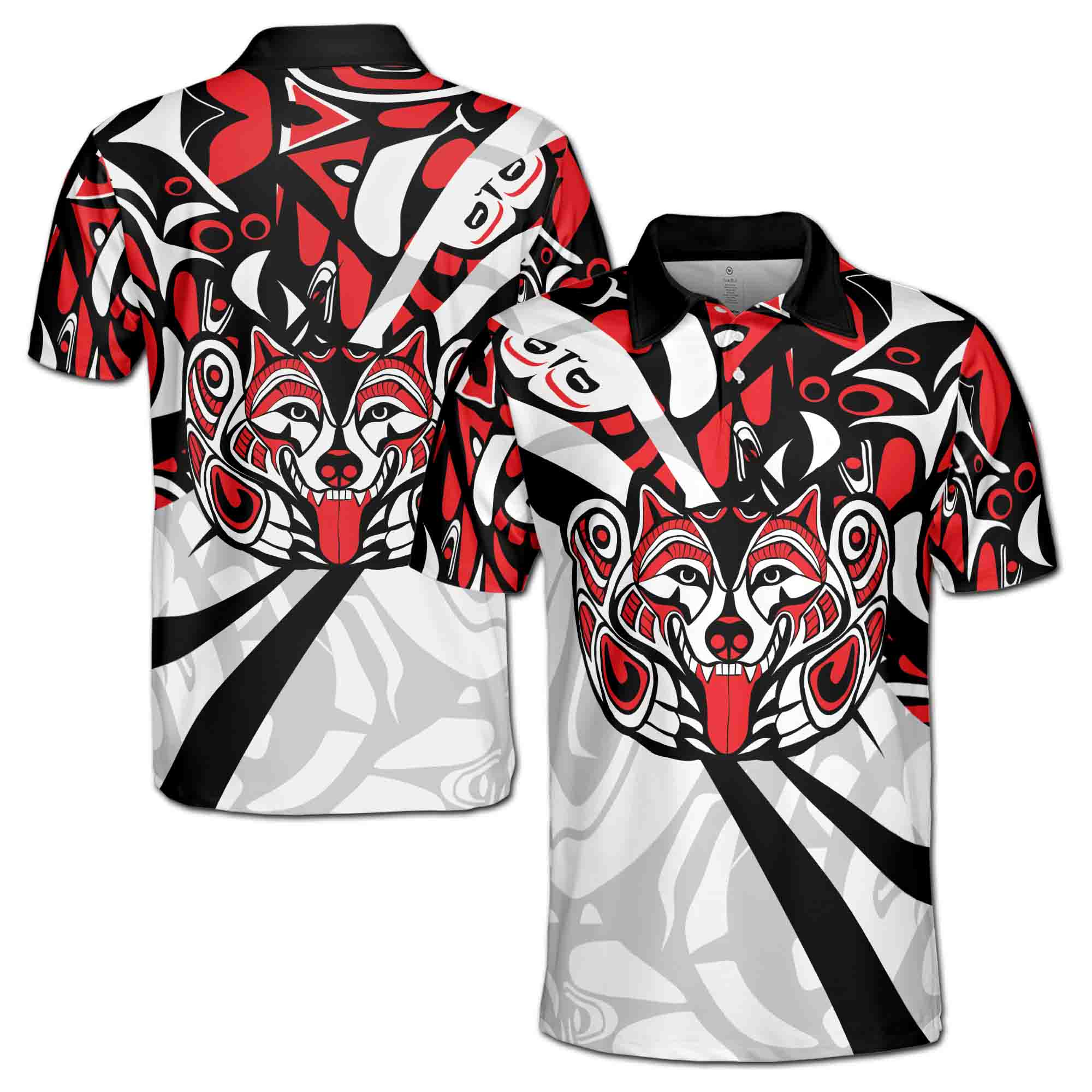 Haida Fox Art Spirit Men's Polo Shirt S-5XL