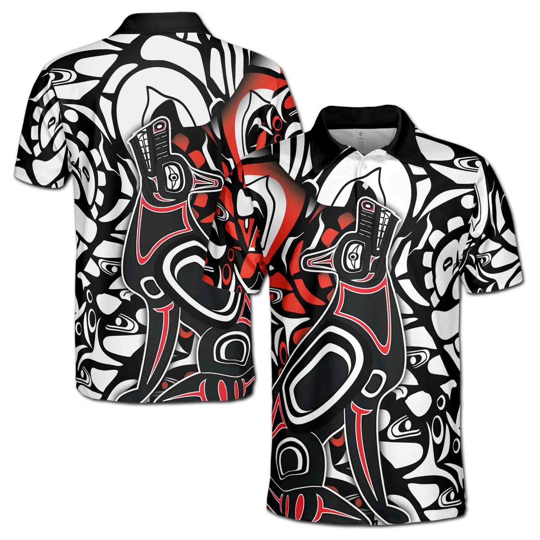 Haida Wolf Howling Art Grunge Men's Polo Shirt S-5XL