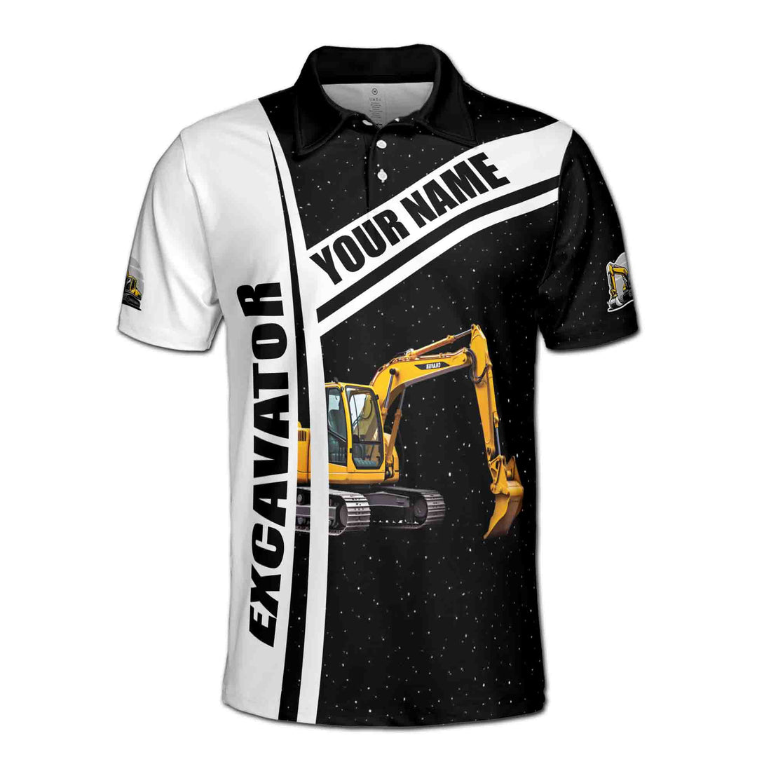Custom Name Excavator Heavy Equiment Men's Polo Shirt S-5XL