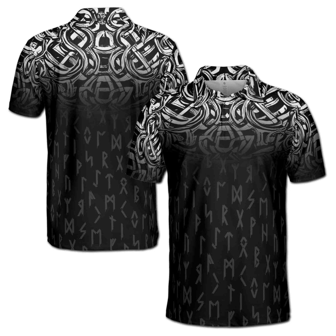 Dark Runer Viking Pattern Grunge Men's Polo Shirt S-5XL