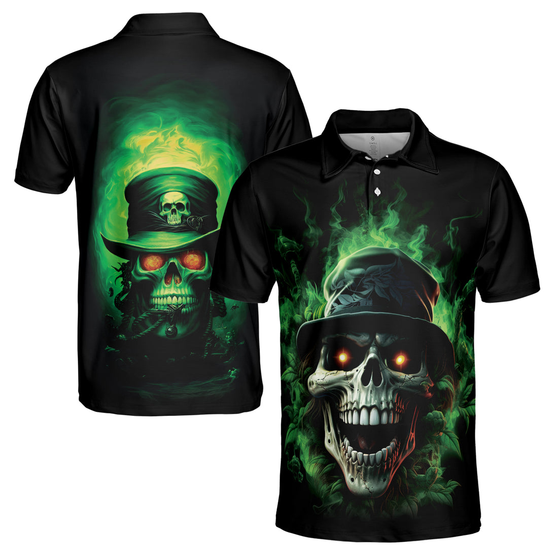 Crazy Skull Skeleton Hatter Nightmare Skull Grunge Men's Polo Shirt S-5XL