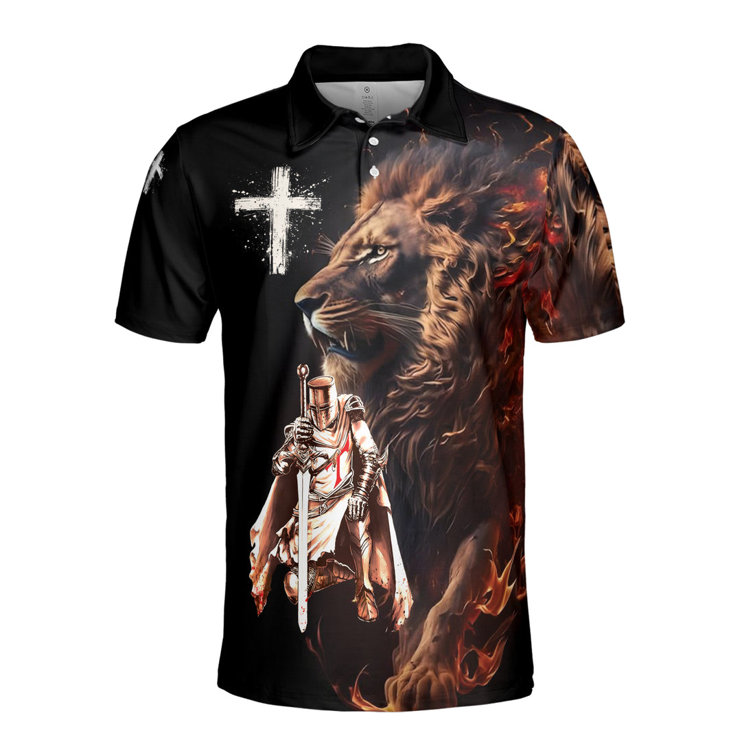 Knight Templar Lion Of Judah Grunge Men's Polo Shirt S-5XL