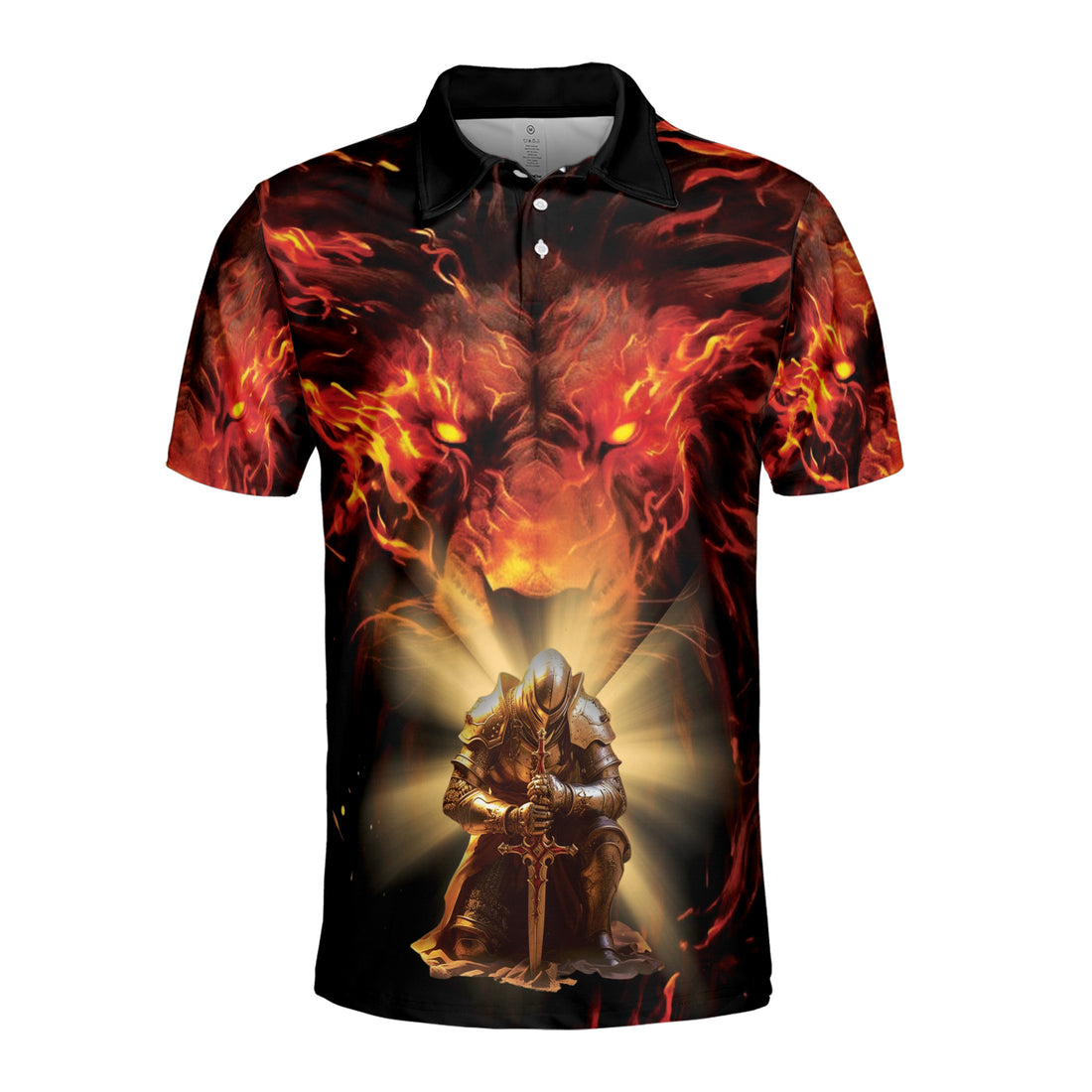 Shinning Knight With Lion of Judah Warrior Of Christ Men's Polo Shirt S-5XL