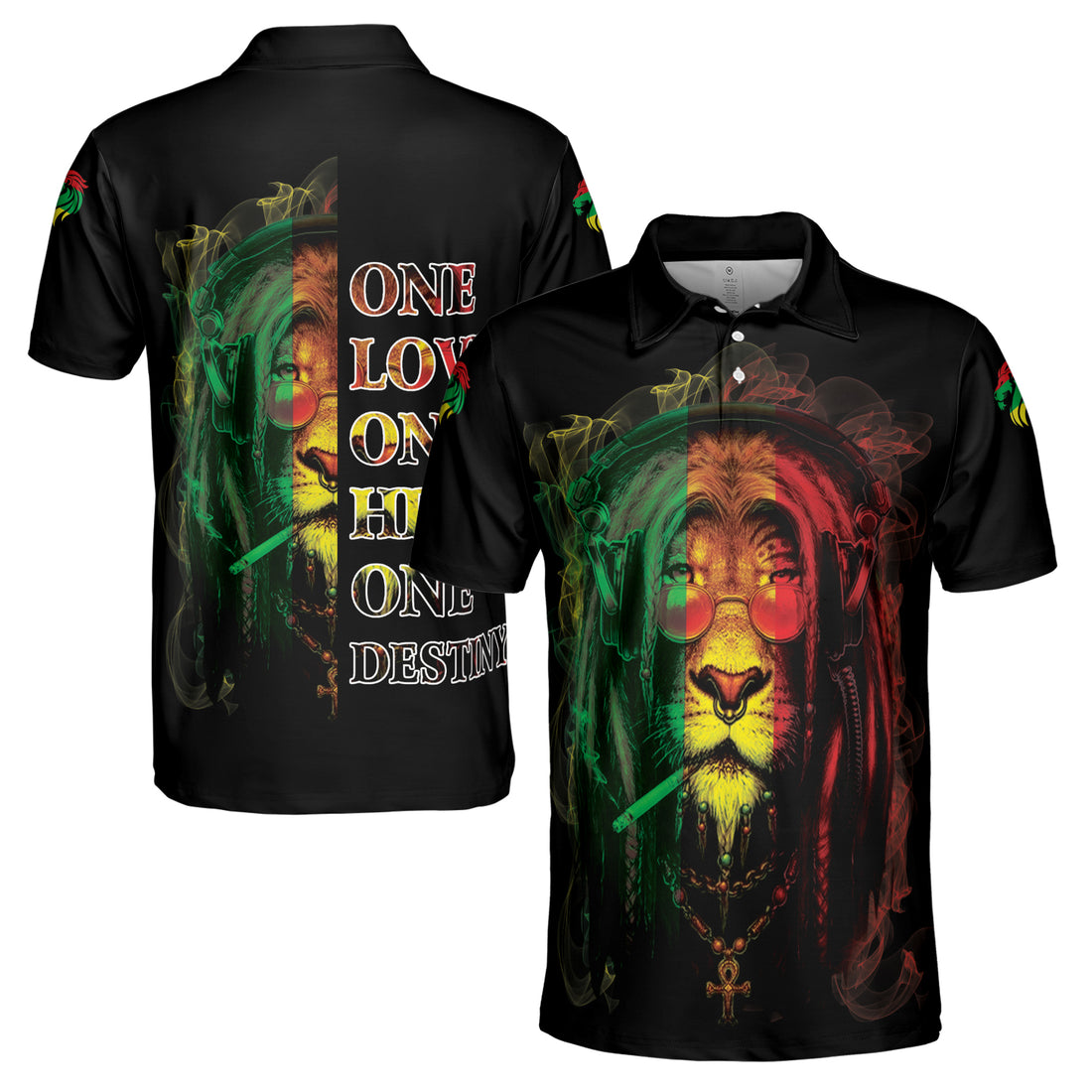 One Love One Heart One Destiny Lion Jamaica National Pride Men's Polo Shirt S-5XL