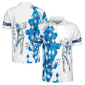Custom Name Blue Diamond Pattern Golfer Men's Polo Shirt S-5XL