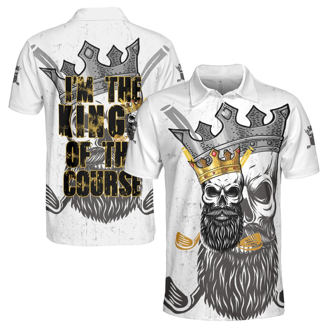Skull I'm The King Of The Course Golfer Men's Polo Shirt S-5XL
