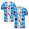 Blue Argyle Golf Champion Men's Polo Shirt S-5XL
