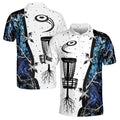 Custom Name Blue Jungle Disc Golf Pattern Men's Polo Shirt S-5XL