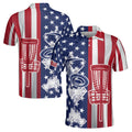 Custom Name America Flag Pattern Play Disc Golf Men's Polo Shirt S-5XL