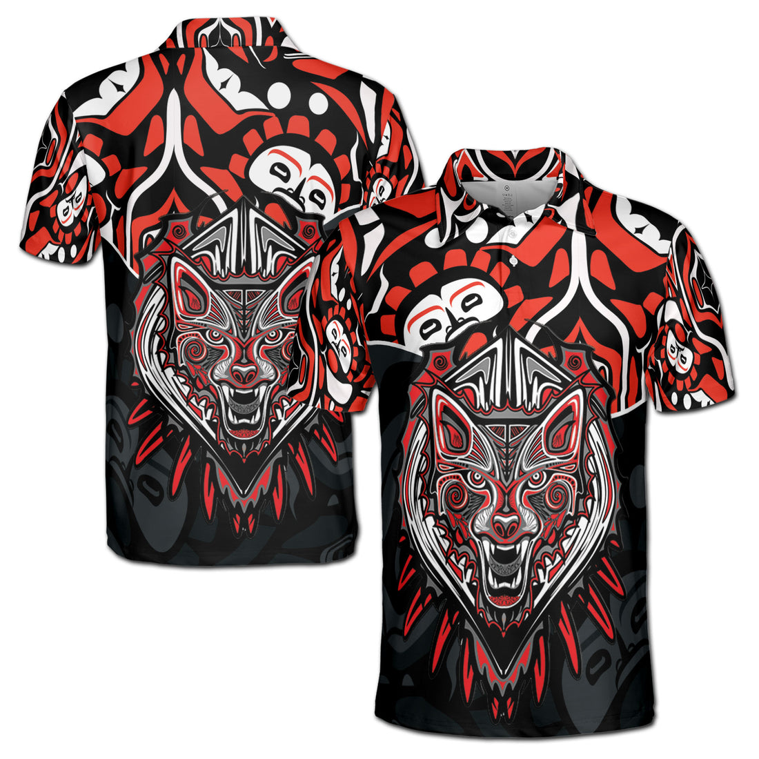 Art Spirit Wolf Haida North Coast Art Men's Polo Shirt S-5XL
