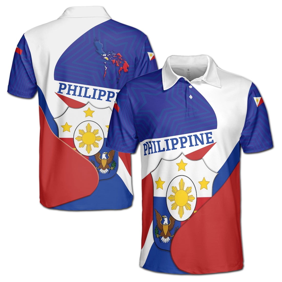 Republic of the Philippines Flag Pattern National Pride Men's Polo Shirt S-5XL