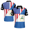 Custom Name Patriotic America With Nicaragua Flag National Pride Men's Polo Shirt S-5XL