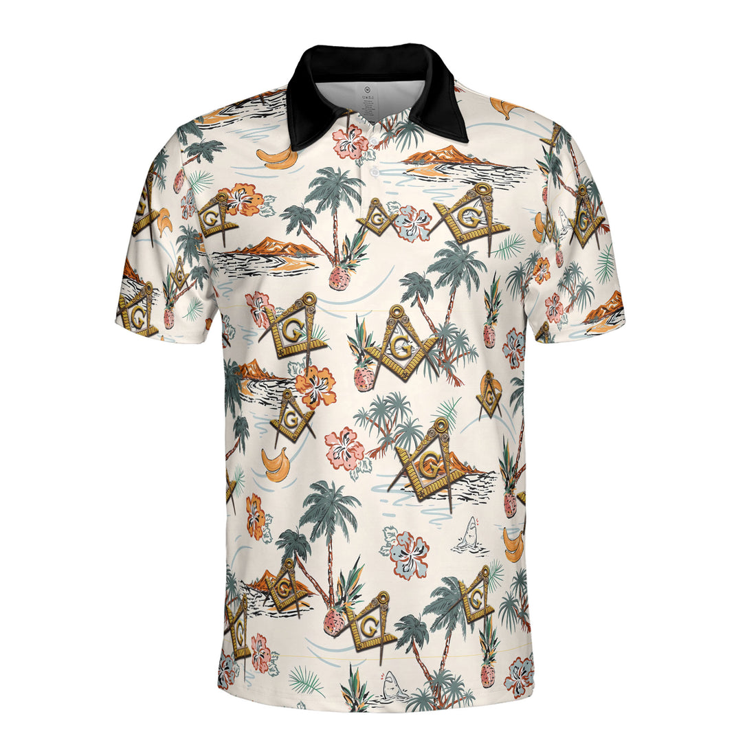 Personalized Masonic Master Mason Tropical Pattern Men's Polo Shirt S-5XL