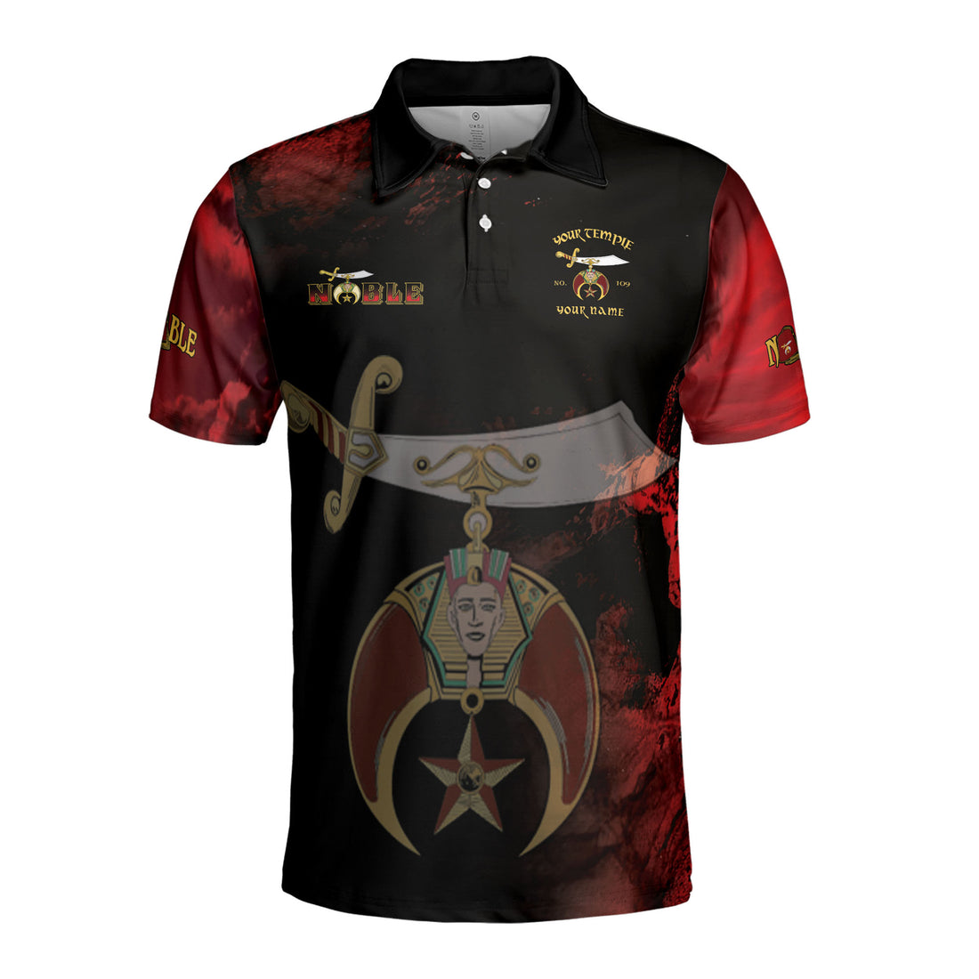 Customized Grunge Noble Shriners Dark Moon Men's Polo Shirt S-5XL