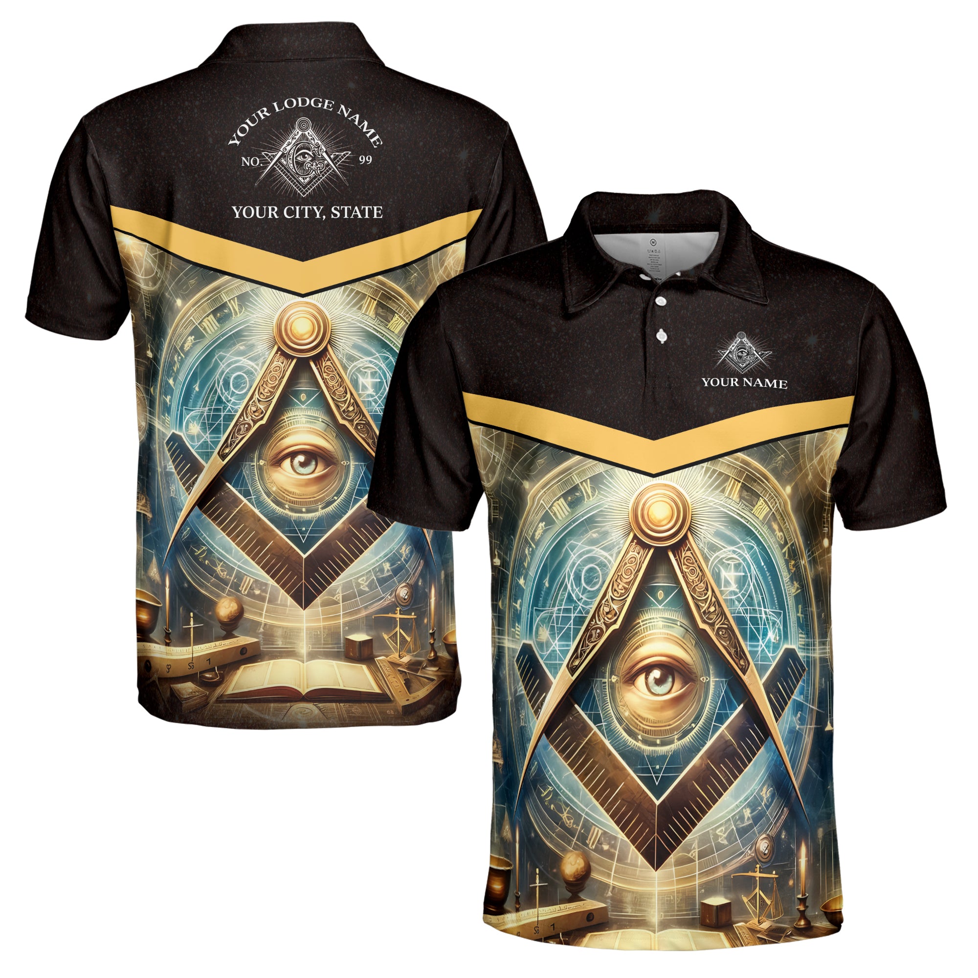 Personalized Master Mason Freemasonry Mystic Men's Polo Shirt S-5XL