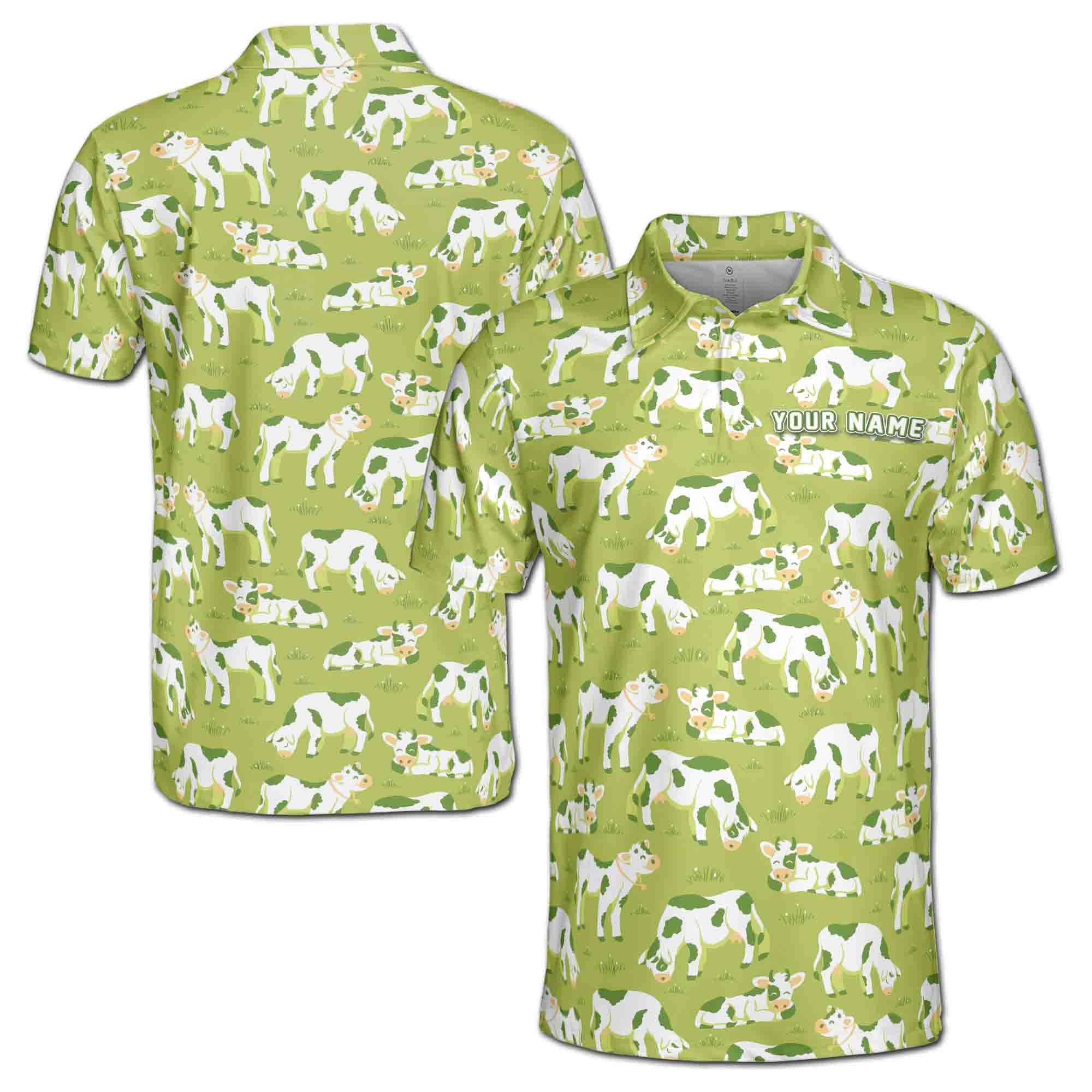 Personalized Green Valley Funny Cow Team Custom Men's Polo Shirt S-5XL