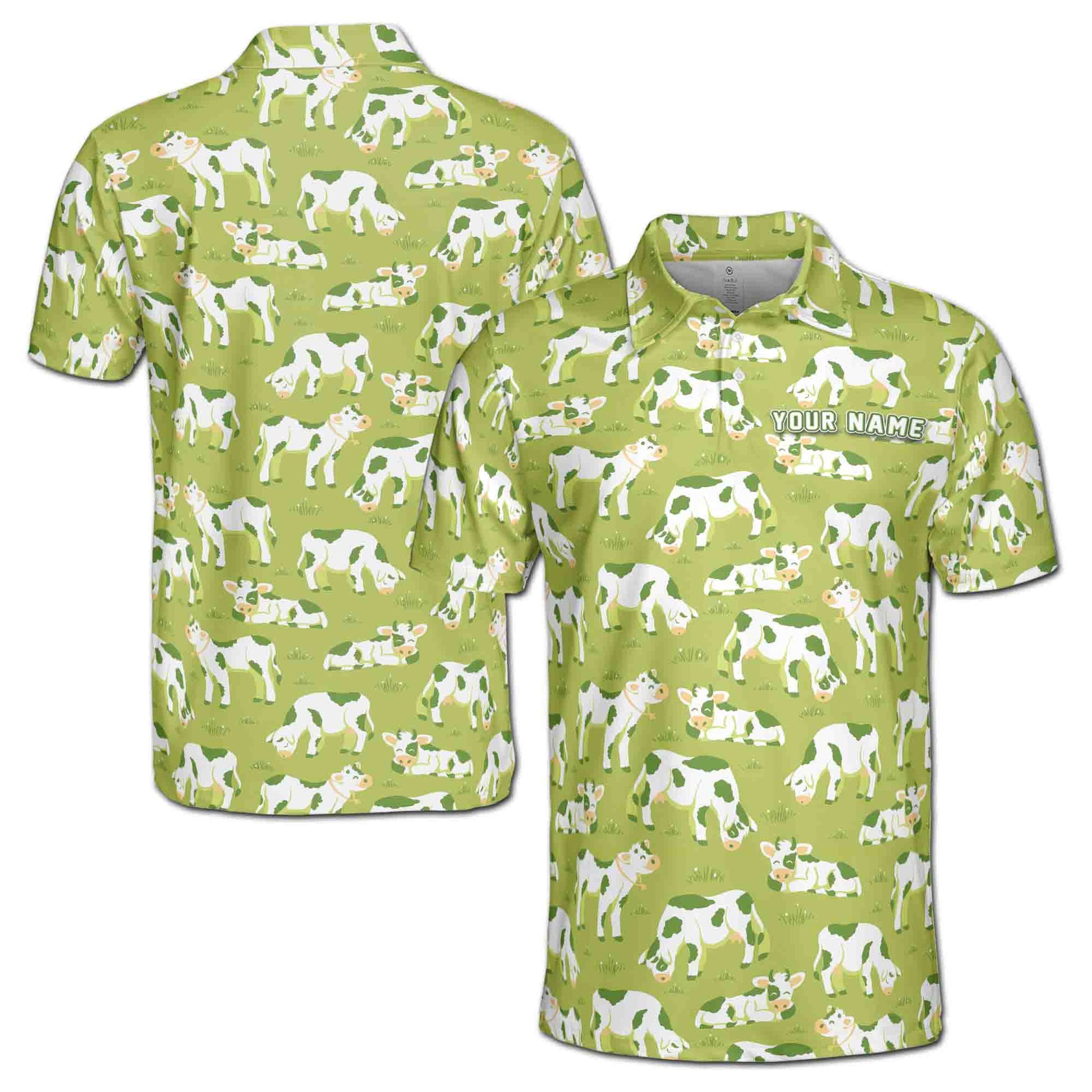 Personalized Green Valley Funny Cow Team Custom Men's Polo Shirt S-5XL