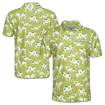 Personalized Green Valley Funny Cow Team Custom Men's Polo Shirt S-5XL