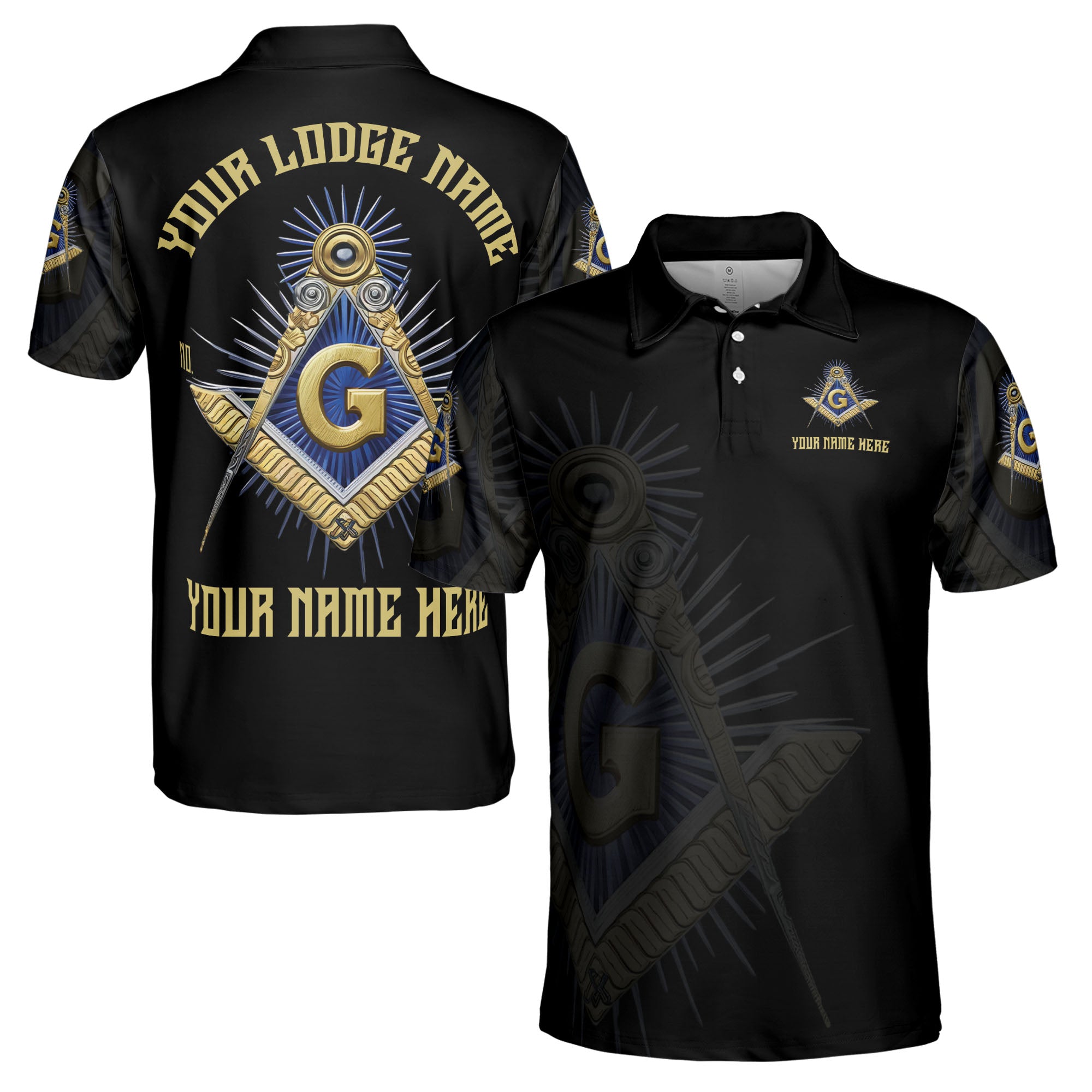 Personalized Freemasonry Master Mason Golden Men's Polo Shirt S-5XL