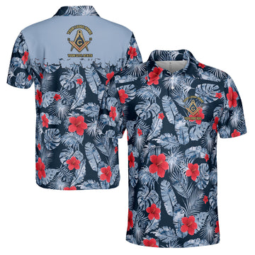 Personalized Masonic Freemasonry Ice Palm Leaf Patten Men's Polo Shirt S-5XL