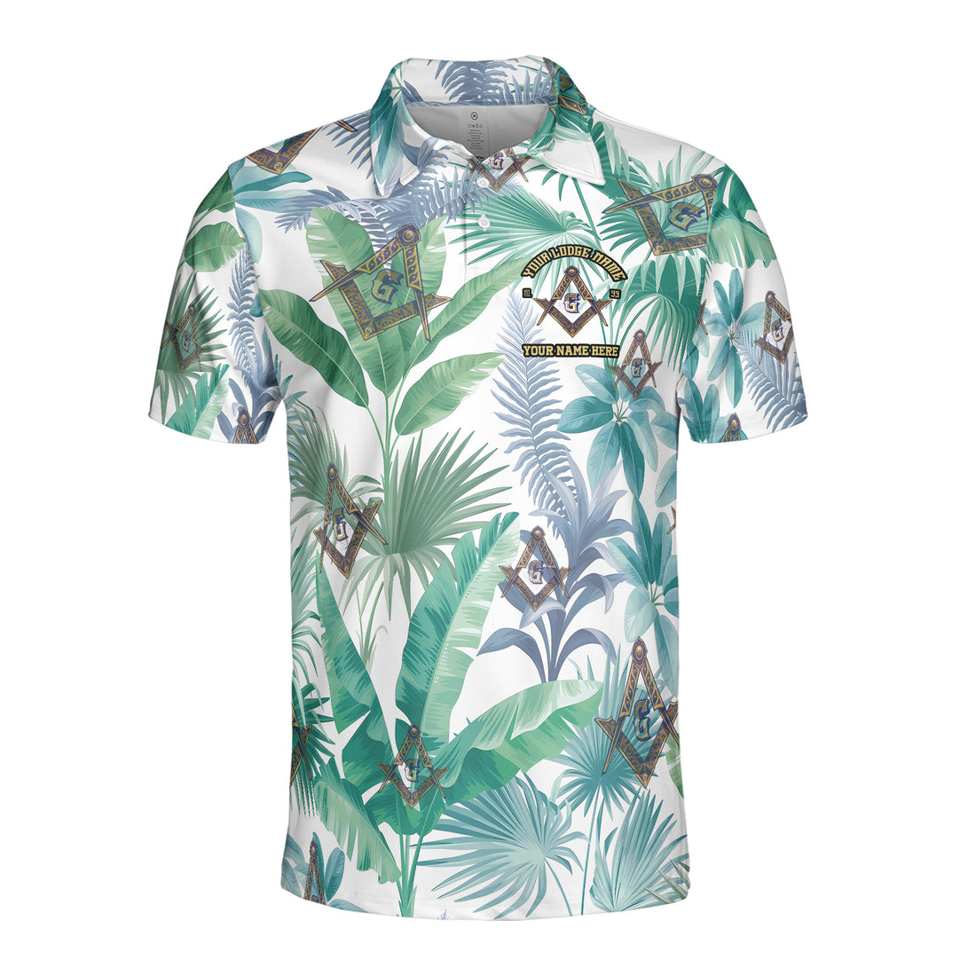 Personalized Freemasson Tropical Palm Leaf Men's Polo Shirt S-5XL