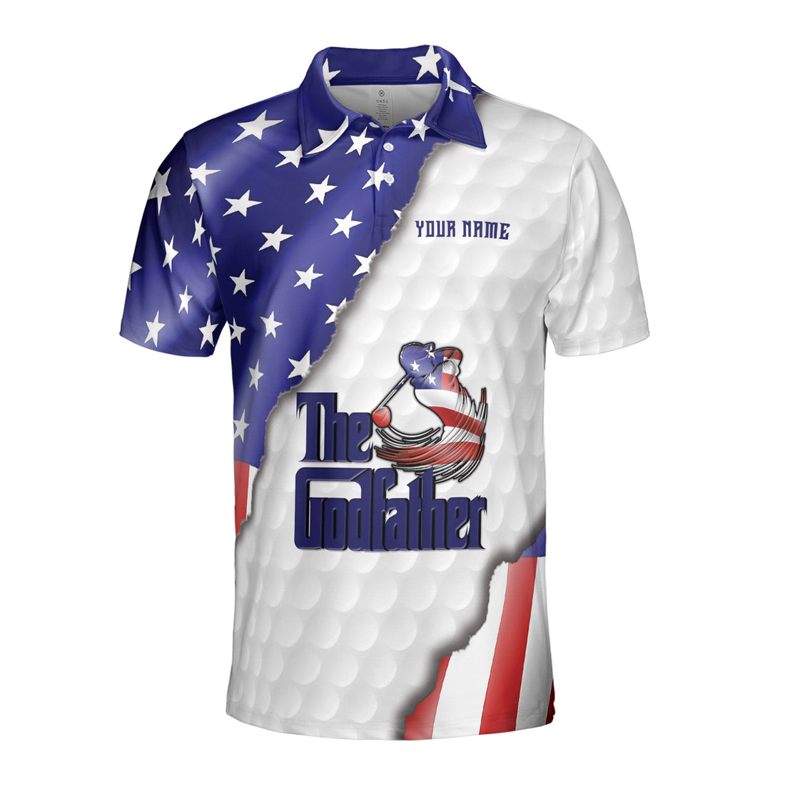 Custom Name America Flag Apparel God Father Golf Men's Polo Shirt S-5XL