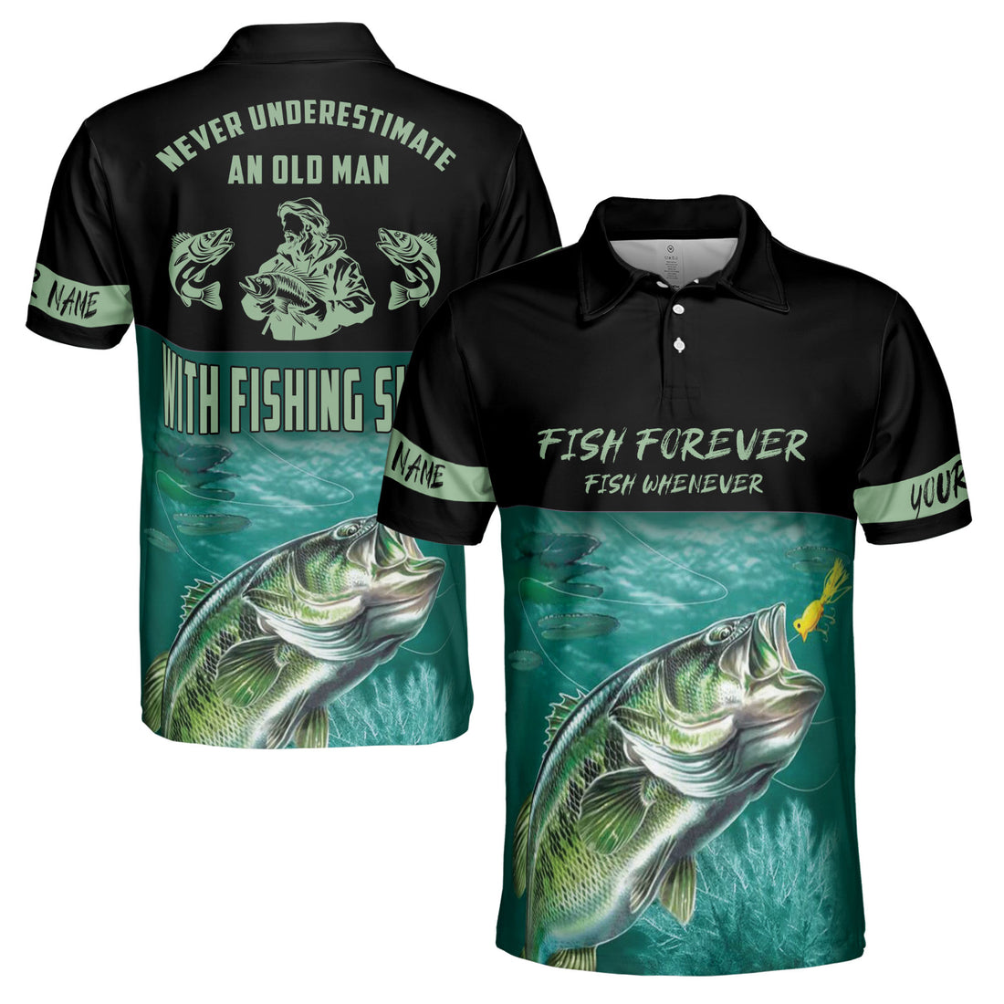 Custom Name Fish Forever Fish Whenever Men's Polo Shirt S-5XL
