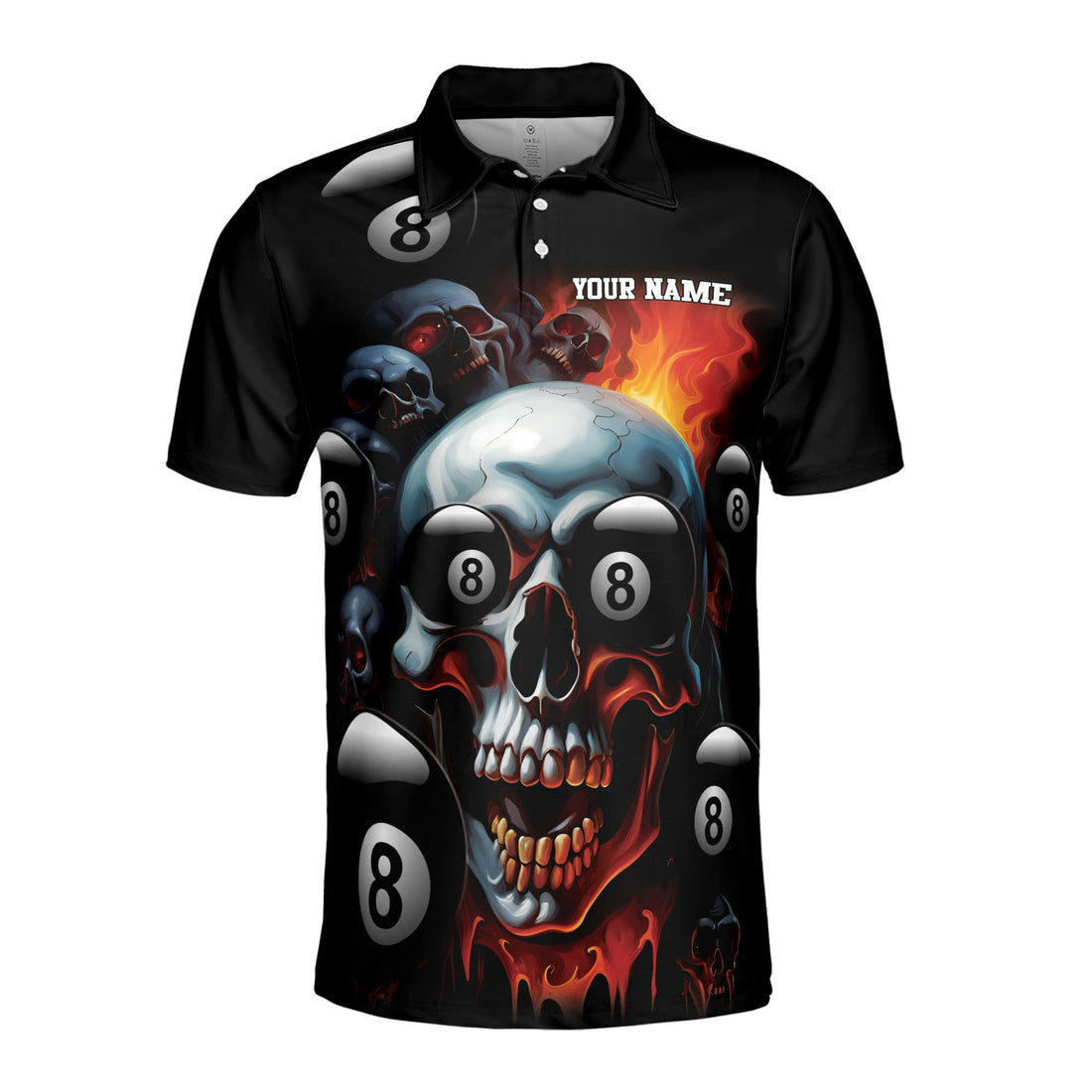 Personalized Skull Billiard Club 8-Balls Men's Polo Shirt S-5XL